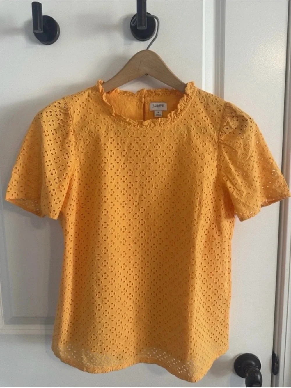 J Crew Eyelet Short Sleeved Blouse Size Small